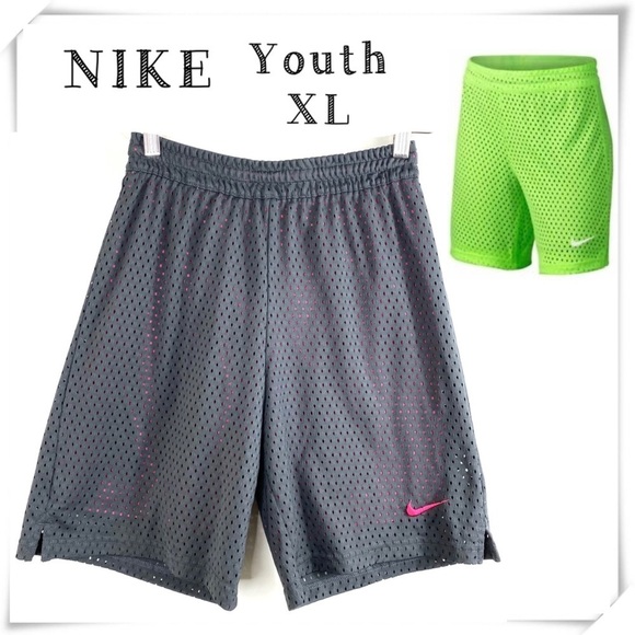 Nike Drawstring Mesh Layer Shorts Grey & Pink - Picture 1 of 11